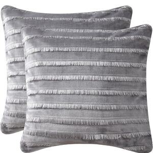 Luxurious Grey Fringe Throw Pillow COVERS